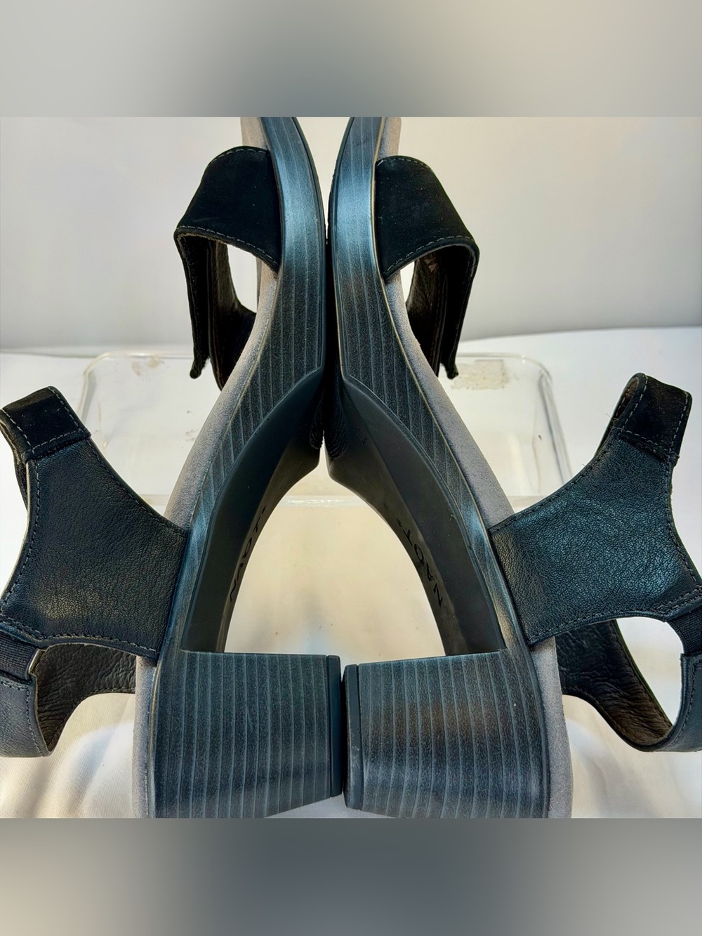 Naot Black Leather  and Suede Two-Strap Comfort Sandals - Picture 13 of 15